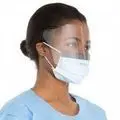 A lady wearing a face mask and face guard