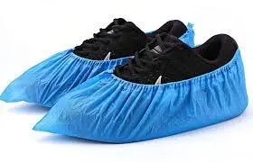 A pair of shoes with blue covers