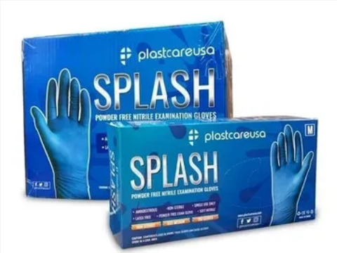 Splash blue gloves in a box